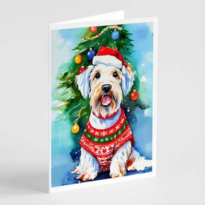 Whimsical A7 Size 5x7 Blank <b>Note</b> <b>Cards</b> Pack of 8 Sealyham Terrier Christmas <b>Greeting</b> <b>Cards</b> with Envelopes - Product Image 1