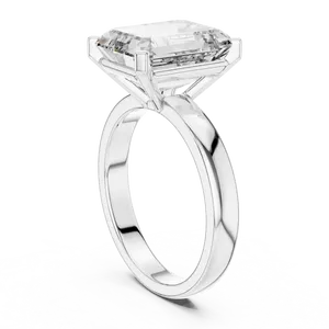 Bague Art Déco en diamant de laboratoire taille émeraude 2 carats, sertie à quatre griffes, tige conique, coupe étagée, solitaire, bijoux en or sur mesure - Product Image 4