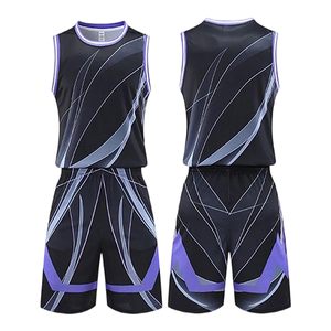 Conjunto de Uniforme de Baloncesto Sublimado Personalizado, Negro y Morado, Nombre del Equipo, Número, Ropa Deportiva Transpirable, Unisex para Adultos - Product Image 2