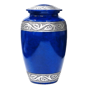 Urnes funéraires en aluminium pour adultes avec bande gravée, finition argentée et violette, pour cendres humaines. - Product Image 2