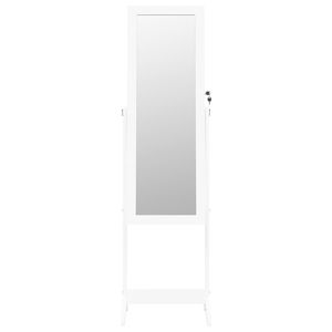 Meuble miroir à bijoux en bois d'ingénierie blanc avec tissu en verre pour coiffeuses et vanités de maquillage - Product Image 4