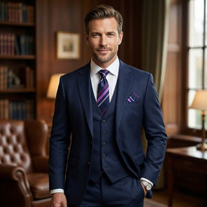 Blue Purple Striped <b>Polyester</b> <b>Tie</b> Combo for Men | Premium Formal Business, Wedding, Party Wear | Stylish Necktie Set India 2026 - Product Image 2