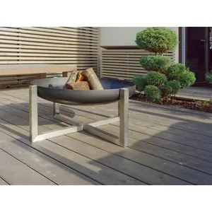 Modern Round Steel Wood Burning <b>Fire</b> <b>Pit</b> <b>with</b> Cross Base Freestanding Outdoor <b>Fire</b> Bowl for Patio Garden and Backyard - Product Image 1