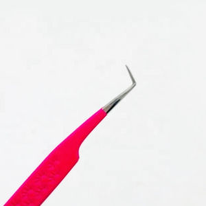 Pince à épiler professionnelle en acier inoxydable massif pour extensions de cils, gravée, rose vif, à 90 degrés, argentée, lisse, personnalisable à faible coût - Product Image 6