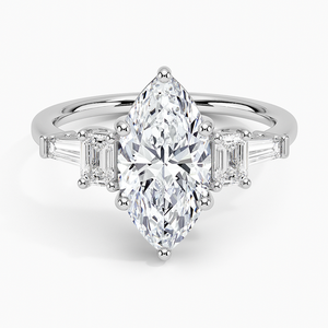 BOJ <b>Ring</b> 3 Marquise Cut 925 <b>Silver</b> Five Stone Prong Set <b>Solitaire</b> Engagement <b>Ring</b> GRA Certified 2ct D Color VVS1 Moissanite - Product Image 1
