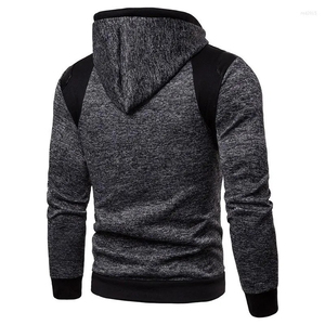 Sudadera con Capucha y Cremallera para Hombre, Estilo Invierno 2026, Corte Ajustado, Manga Raglán, Color Sólido, Tejido de Punto, Informal, para Otoño, Gris y Negro - Product Image 4