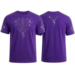 Camiseta de Manga Corta para Hombre con Diseño de Diamantes de Imitación, Cuello Redondo, Corte Casual, Largo Regular, en Oferta - Product Image 4