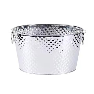 New Arrival Metal Ice Beverage Tub Stainless Steel Party <b>Cooler</b> Bucket Wine Beer Chiller Tub <b>Table</b> Use - Product Image 4