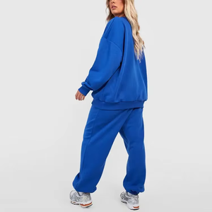 Conjunto Deportivo Casual para Mujer, Forrado de Felpa, Poliéster/Algodón, Top de Manga Larga con Cuello Redondo y Pantalones - Product Image 4