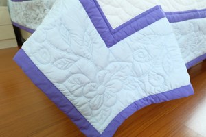 Wholesale Custom Wildflower Hawaiian <b>Quilt</b> Blue Violet Floral Applique Cotton Bedspread Hand Quilted Botanical <b>Bedding</b> - Product Image 2
