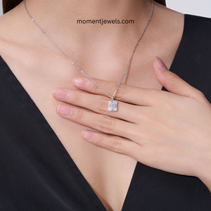 Collier pendentif en argent sterling 925 avec moissanite pour femme, étanche, inaltérable, géométrique carré, bijou ras-du-cou - Product Image 5