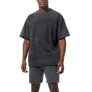 Conjunto de Camisa y Pantalones Cortos para Hombre, Estilo Vintage, Lavado Ácido, Manga Corta, Dos Piezas, Ropa Casual Urbana, Personalizable, Venta al Por Mayor - Product Image 1