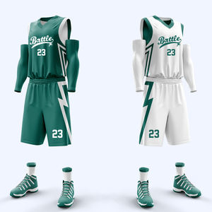 Ensemble de maillot et short de basket-ball réversible par sublimation, uniformes d'équipe double face pour hommes, vêtements de sport de basket-ball personnalisés - Product Image 4