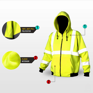 Customizable High Visibility ANSI Class 3 <b>LED</b> Flash Polyester Breathable Waterproof Plus Size Safety Hoodie Work Wear - Product Image 5