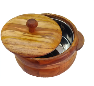 Best Quality Wooden Handmade Luxury Modern Casserole <b>Pot</b> Acrylic <b>Lid</b> Food Warmer Tabletop Kitchen Catering Use In Wholesale - Product Image 6