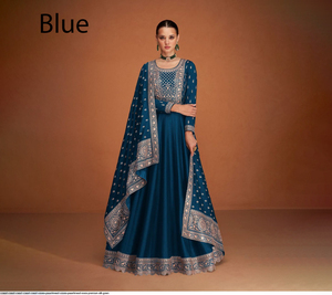 Lehenga Choli Azul de Georgette con Bordado, Vestido Largo Tradicional para Bodas y Fiestas para Mujeres de India y Pakistán - Product Image 1