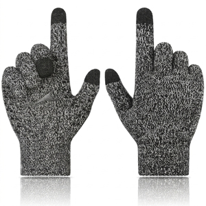 Full Finger Ski <b>Gloves</b> Black Gray Knit <b>Touchscreen</b> Compatible Lightweight Breathable Running Anti-Slip <b>Touchscreen</b> <b>Gloves</b> - Product Image 1
