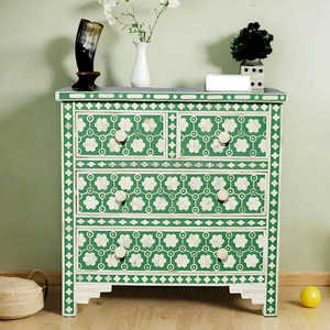 Bone Inlay Black <strong>3</strong> <strong>Drawers</strong> Chest of <strong>Drawers</strong> Indian Handmade <strong>Traditional</strong> Art and Crafts by Royal Decore Mart - Product Image 4