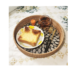 Meilleur prix : Ensemble de 3 plateaux décoratifs en rotin incrusté de nacre rose et blanc pour la maison, à prix de gros - Product Image 6