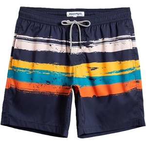 Shorts de bain pour hommes en polyester tissé avec bordure contrastante, imprimé AOP, élastique en nylon, séchage rapide, décontracté, fournisseur du Bangladesh - Product Image 2
