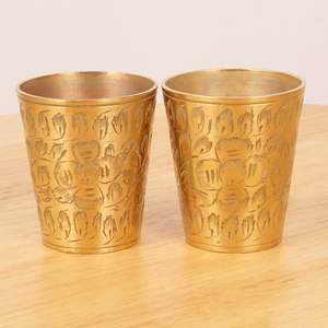 Vaso de Vidrio y Latón Hecho a Mano con Diseño Étnico Grabado, Estilo Vintage, para Decoración del Hogar, Cocina, Regalo, Uso en Hoteles - Product Image 3