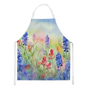Delantal Multicolor grande Unisex de acuarela de Texas Bluebonnets para adultos para cocinar, manualidades para hornear, servidor de cocina de jardinería - Product Image 1