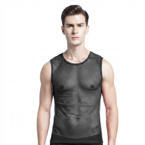 Factory Price Breathable Plain Dyed Men Sports Mesh Sleeveless Mesh <b>Singlets</b> for Men Transparent Vest for Sale Transparent Vest - Product Image 4