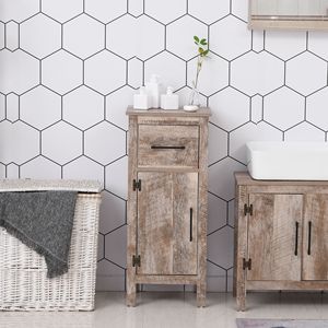 Mobiletto da Bagno Autoportante con Ripiani Regolabili e Cassetto, Armadietto in Legno Bianco - Product Image 2