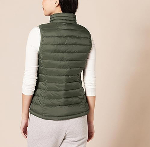 Women's Mock Neck Puffer Vest Windproof <b>Lightweight</b> Quilted <b>Gilet</b> Streetwear Zipper Closure Fall Winter Layering OEM Custom - Product Image 4