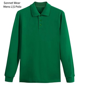 Polo de manga larga para hombre, corte recto, color liso - Product Image 3