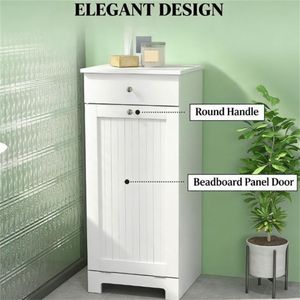 Cesto Portabiancheria Bianco con Armadietto Contenitore, Pratico per Casa o Ufficio - Product Image 3