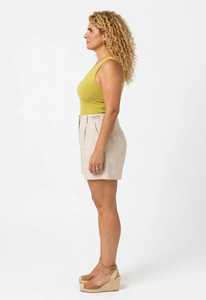 Conjunto de Dos Piezas de Verano para Mujer ONETEN, Top de Un Hombro con Textura Acanalada y Pantalones Cortos de Lino - Product Image 2