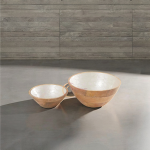 Stunning Luxury Artisan Wood Bowl Set of 2 Handmade with Vibrant Exterior Design <b>for</b> <b>Presents</b> and Serving Your Favorite Dishes - Product Image 1