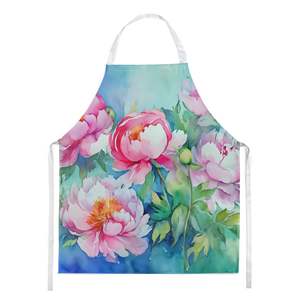 Unisex Large Multicolor Watercolor Peonies <b>Apron</b> for <b>Kitchen</b> Cooking Baking Crafts Gardening-for Adults <b>Women</b> Men - Product Image 1