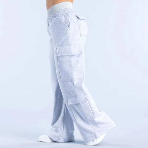 Pantalon de jogging pour femme, couleur personnalisée, très demandé, en molleton bouclette 100% coton, séchage rapide, écologique, coupe ample à jambe large, taille haute - Product Image 3