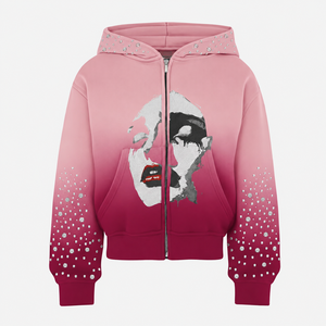 Personnalisable 100% French Terry hommes à capuche respirant poids lourd Streetwear sweat zippé strass hommes Streetwear - Product Image 1