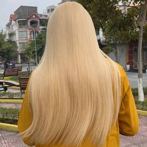 CDYHAIRVN Perruque frontale droite blonde 613 en cheveux humains, dentelle HD transparente, extensions de cheveux naturels bruts - Product Image 2