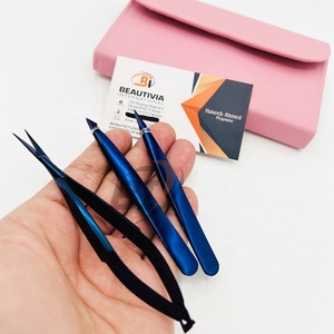 Violet Plasma En Acier Inoxydable Sourcils Cosmétique Pince À Épiler Ciseaux Ensemble Personnalisé Cheveux Cueillette Beauté Outils Rose Pochette En Cuir Logo - Product Image 1