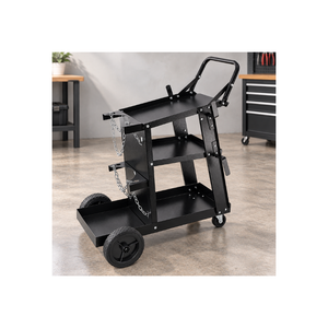 Portable 3 Tier Welding Cart With Dual Gas Cylinder Holders, Tool Storage Shelves, Steel Frame And Heavy Duty <b>Wheels</b> GAR050 - Product Image 1