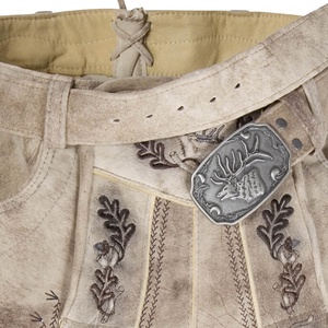 Pantalones Cortos de Cuero Premium para Hombre, Estilo Bávaro Alpino, Bordados, Clásicos, Tejidos, Sólidos, Casuales, Venta al Por Mayor - Product Image 4
