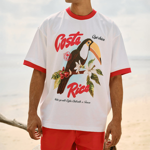 New Arrival Summer Streetwear Classic Costa Rica Printed T-Shirts for Men's Red Color Crew & Hem Regular Fit Cotton <b>Tees</b> - Product Image 1