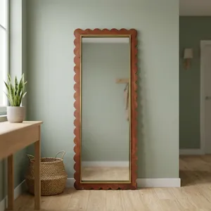 Scalloped <b>Full</b> <b>Length</b> Wall <b>Mirror</b> Brown Frame Decorative Floor and wall <b>Mirror</b> Modern Bedroom Entryway Dressing <b>Mirror</b> HomeDecor - Product Image 4