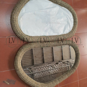 Vietnamese Woven Rattan <b>Decorative</b> <b>Wall</b> <b>Mirrors</b> Farmhouse Irregular <b>Wall</b> <b>Mirror</b> for Bathroom Living Room Entryway - Product Image 6