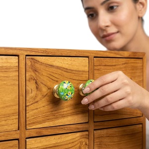Pomo de Cerámica Redondo Verde Floral para Cajón, Tirador Moderno para Muebles de Cocina, Diseño Duradero para Dormitorio y Sala de Estar - Product Image 2