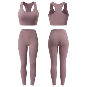 Conjunto de Yoga Blanco de 2 Piezas: Top Corto Racerback y Leggings de Cintura Alta, Sin Costuras, Transpirables y que Absorben el Sudor - Product Image 5