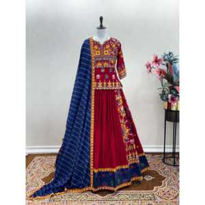 Lehenga Choli en coton de créateur avec broderie Gamthi pour les occasions de mariage - Product Image 3