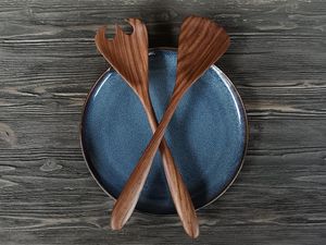 Cuchara y Tenedor de Madera Hechos a Mano para Ensaladas, Juego de Cubiertos de Lujo, Cubertería Real para Cocina y Comedor, Regalo de Boda - Product Image 2