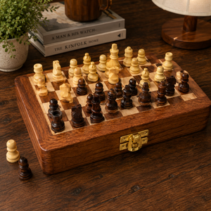 Juego de Ajedrez Magnético de Madera |   Juego de Mesa Plegable Portátil de Viaje con Caja de Almacenamiento, Tablero de Ajedrez Hecho a Mano para Adultos y Niños, Juego de Regalo - Product Image 2