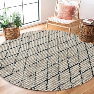 Tapis et moquettes de forme ronde personnalisés tapis en laine touffeté à la main tapis pour salon et salle à manger - Product Image 1
