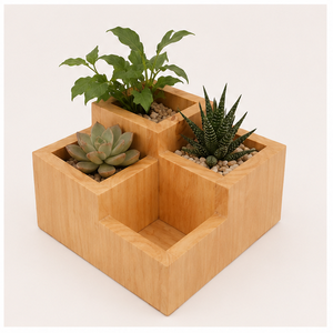 Eco-Friendly 4-Compartment Wooden Cutlery Holder & Desk Organizer Handcrafted Natural Utensil <b>Caddy</b> for <b>Kitchen</b> Countertop - Product Image 2